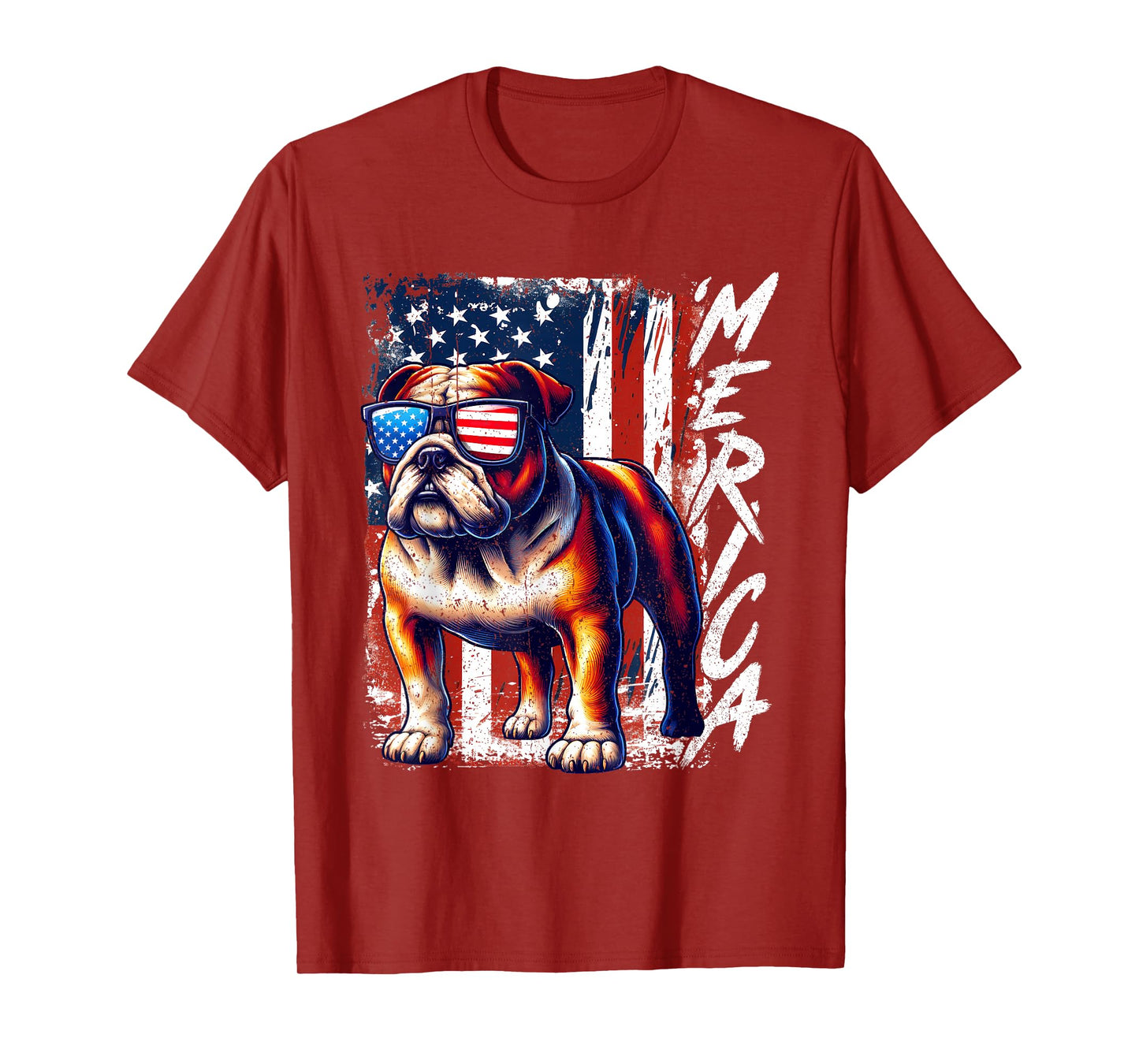 'Merica Bulldog Dogs Sunglasses Patriotic 4th Of July 2025 T-Shirt