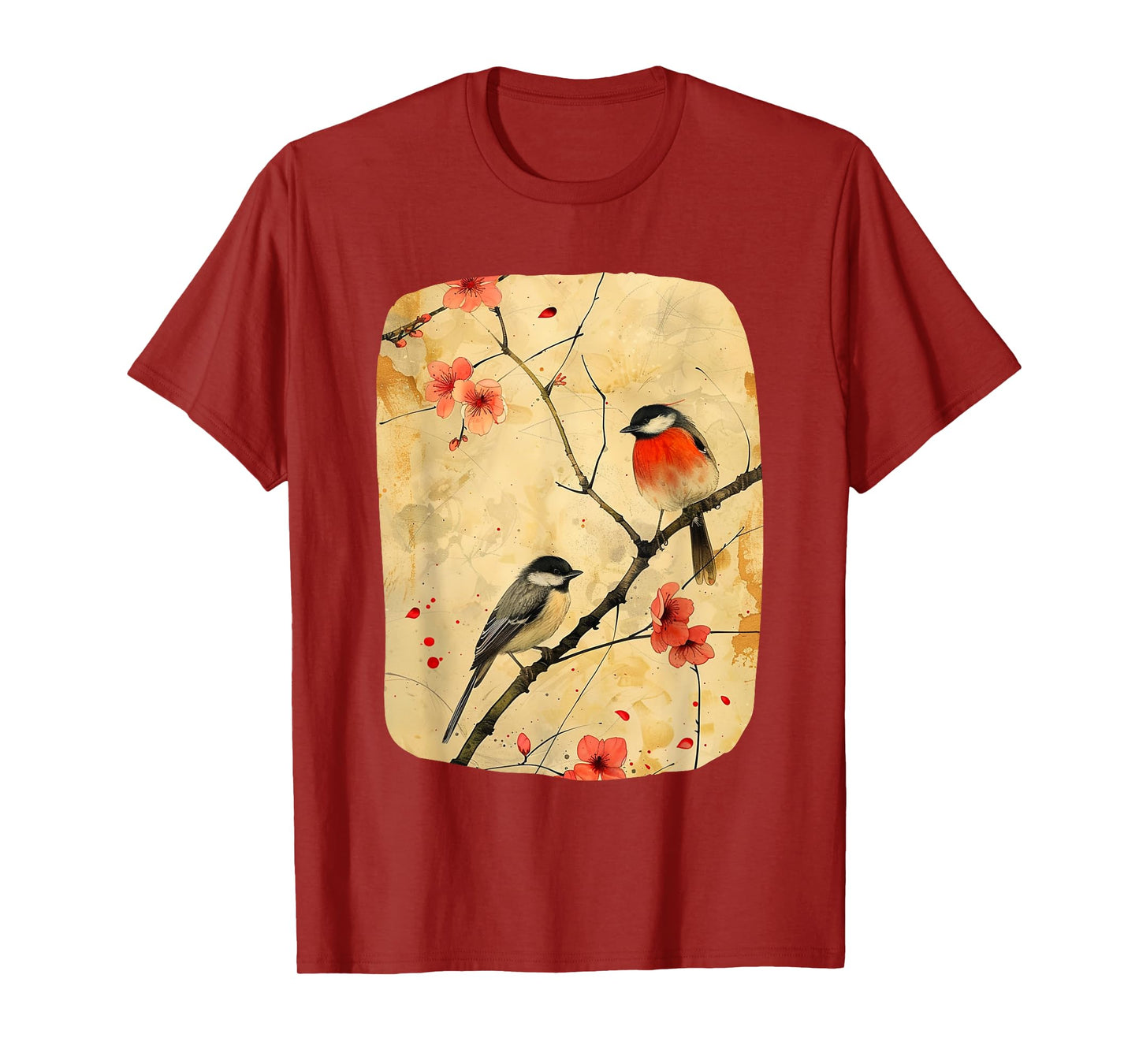 Japanese Art Birds On Cherry Blossom, Japanese T-Shirt