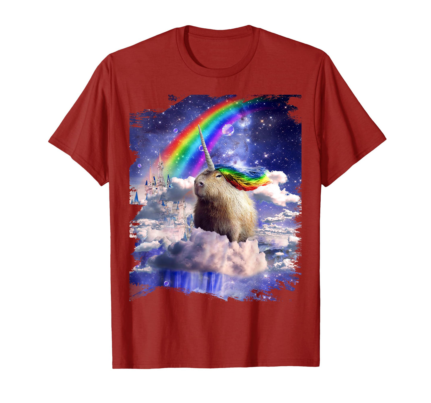 Capybaricorn Capybara Unicorn In Clouds Space Rainbow T-Shirt