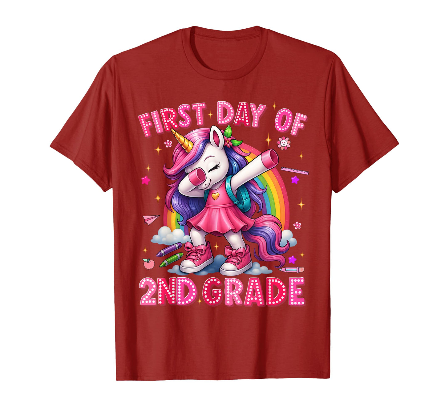 First Day Of 2nd Grade Unicorn Back To School Girls Outfits T-Shirt