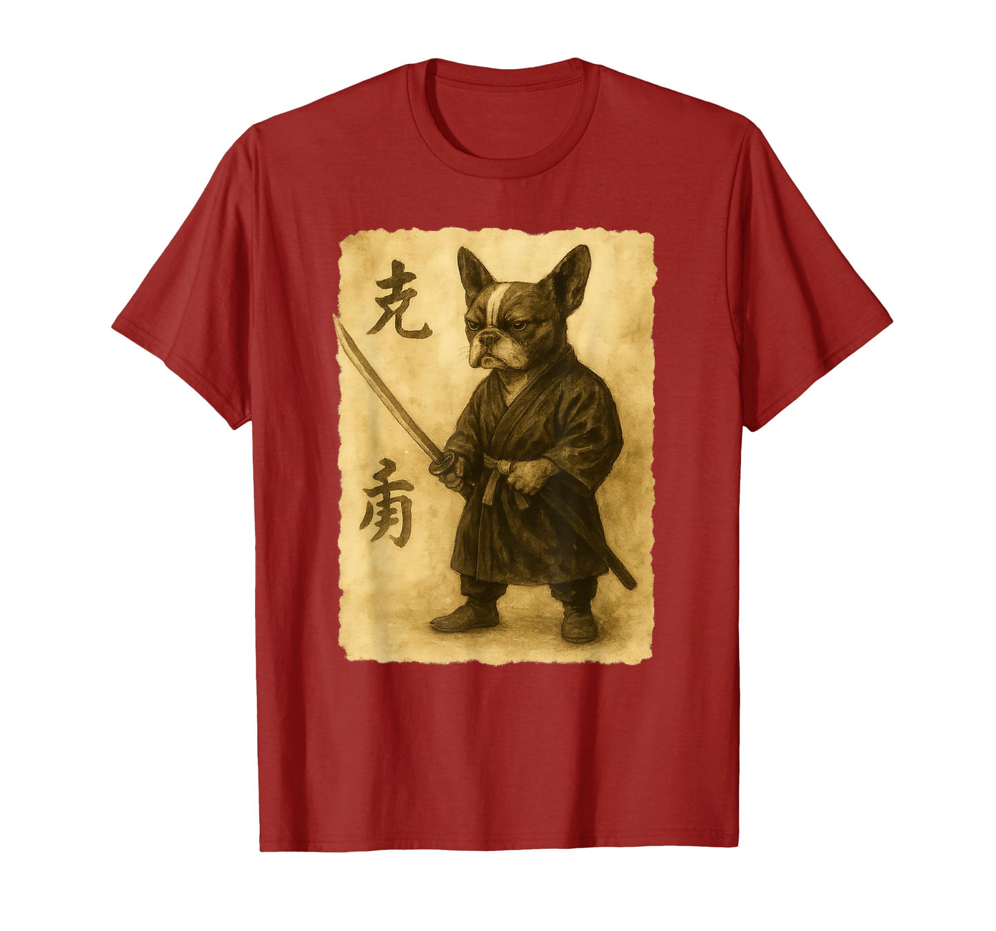 Samurai French Bulldog Watercolor Ukiyo Style T-Shirt
