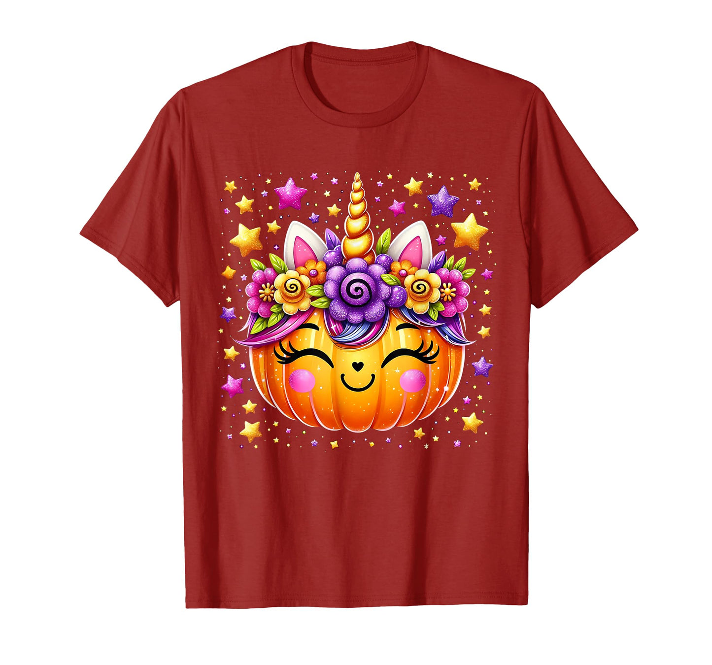 Cute Unicorn Pumpkin Girls Kids Funny Halloween T-Shirt