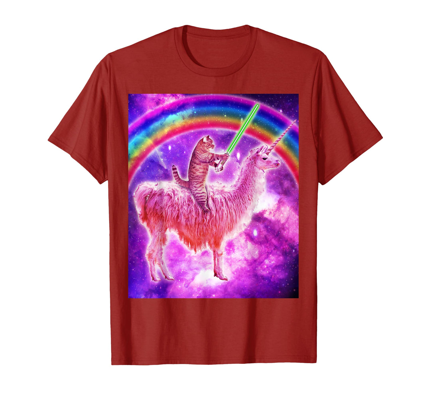 Kitty Cat Riding Llama Unicorn Rainbow In Space Cat Lover Men Women Girls Kids T-Shirt