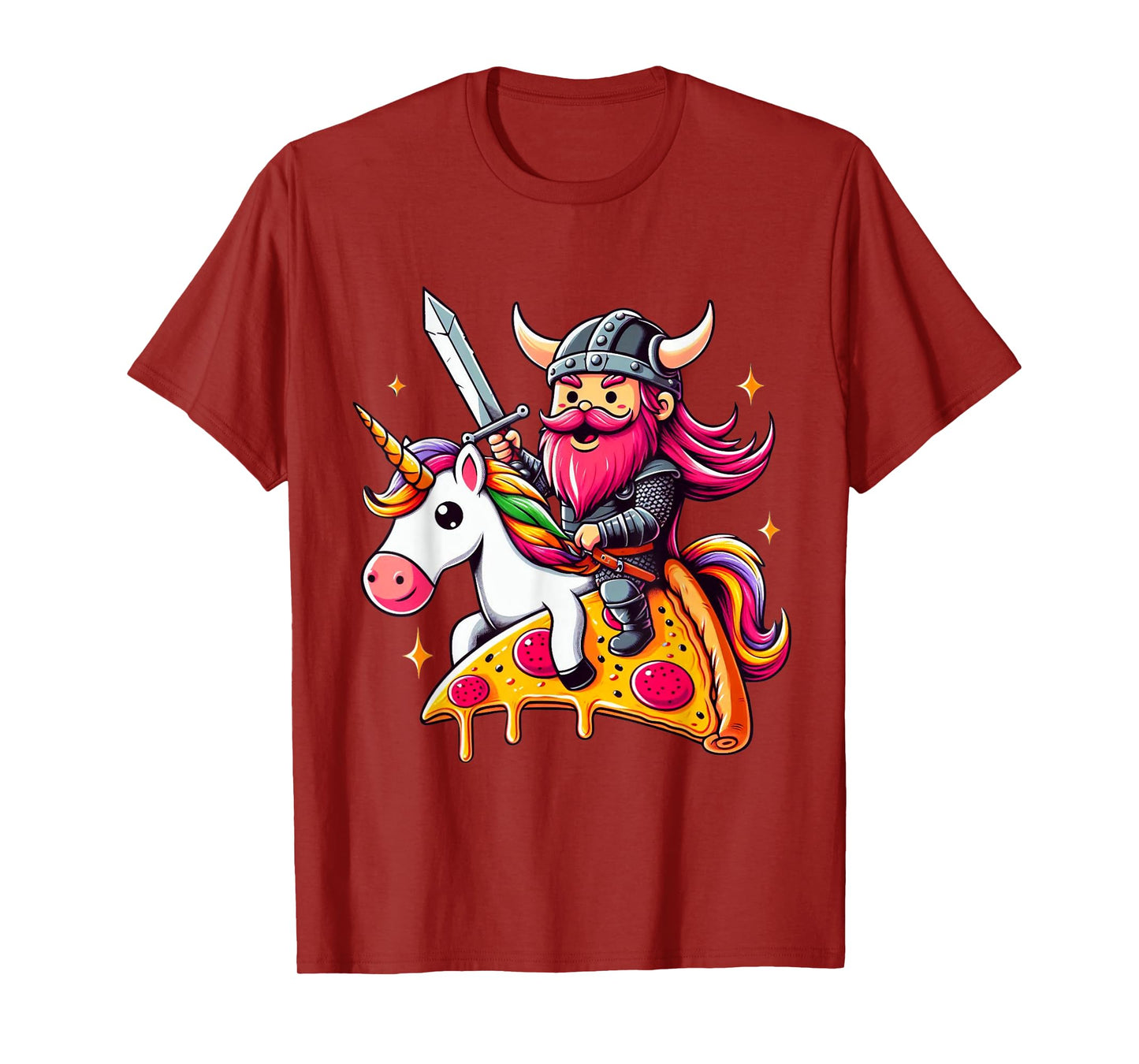 Viking And Unicorn On Pizza Boys Girls Men Women Kids Adults T-Shirt