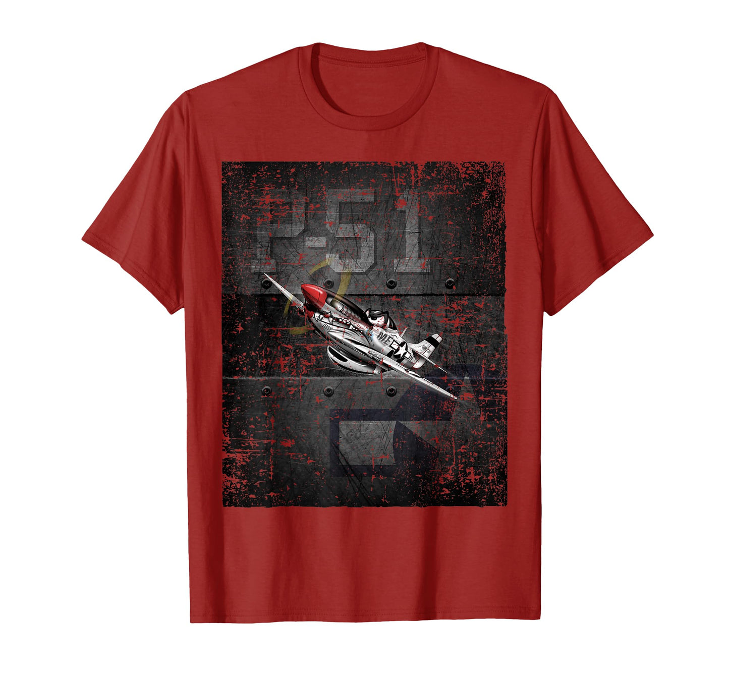 P51 Military Fighter Airplane WW-II Warbird Cartoon T-Shirt