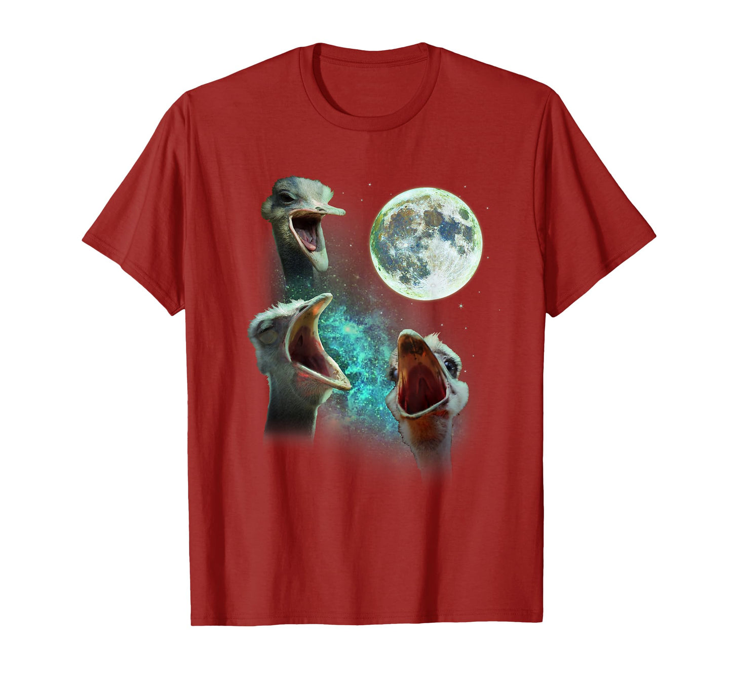 Three Ostriches Howl At Moon 3 Wolfs Wolves Fun Parody T-Shirt