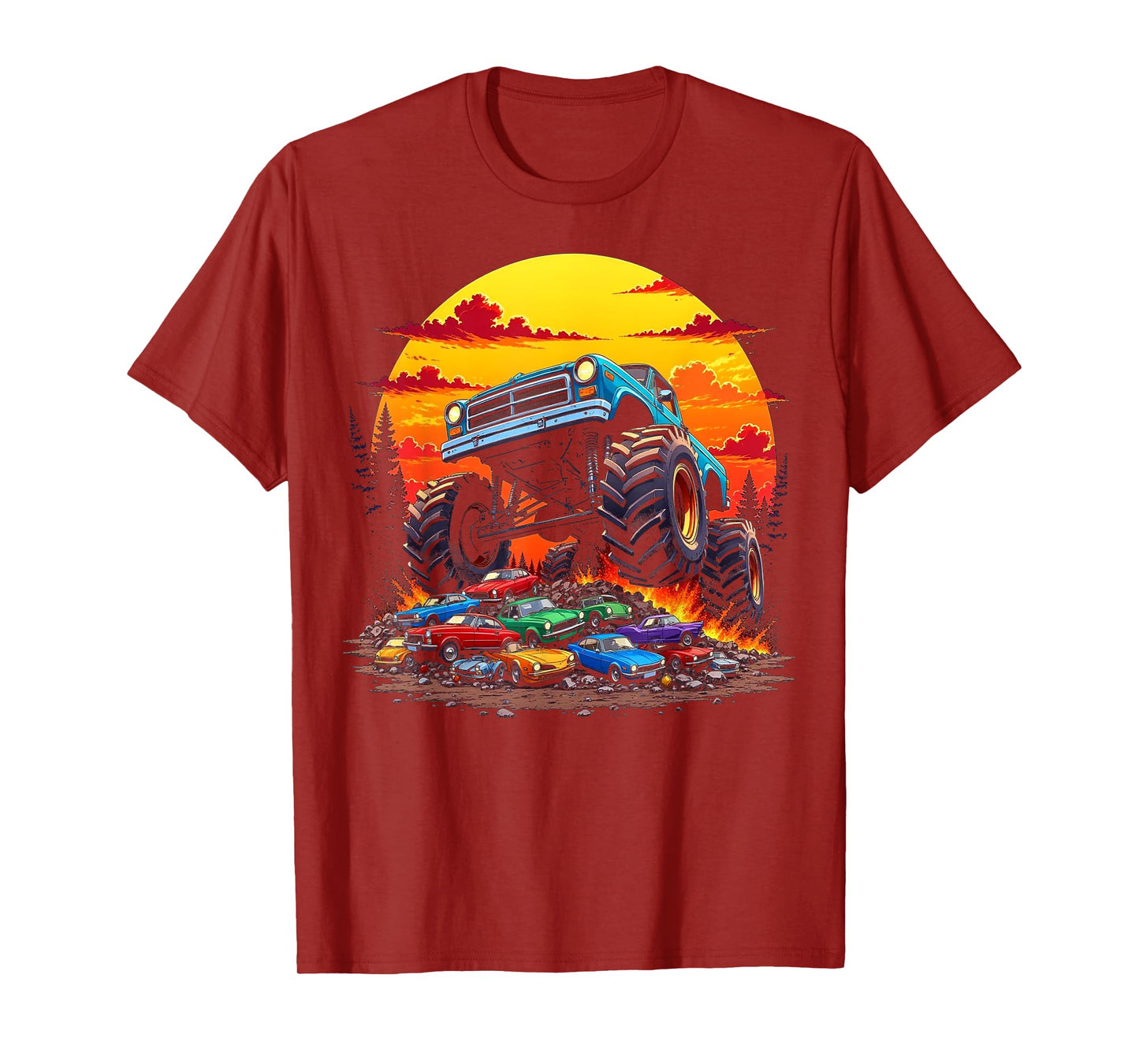Monster Trucks Birthday Party Retro Monster Truck T-Shirt