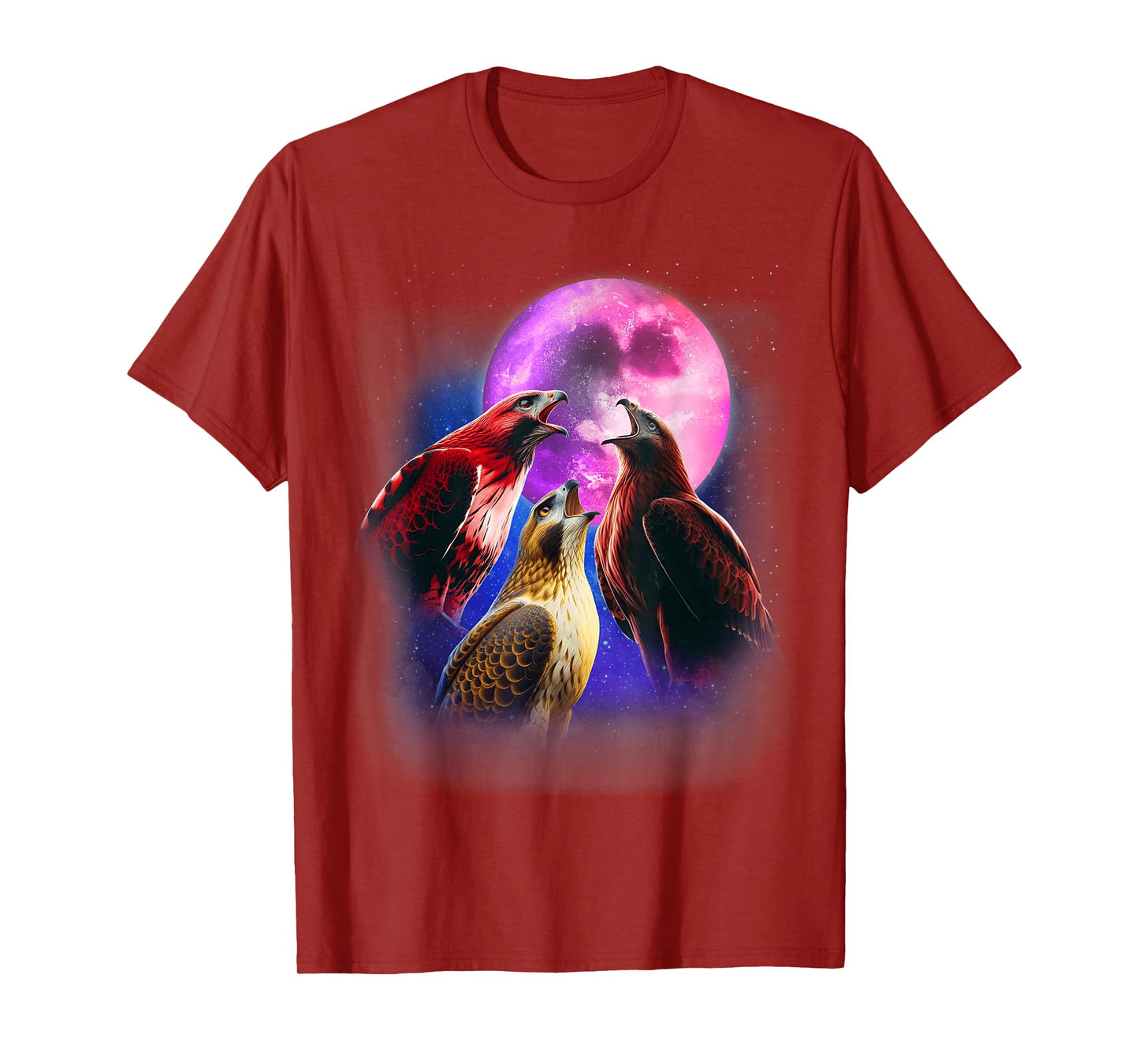 3 Hawks Howling At The Moon Funny Hawk Bird Lover Birder T-Shirt
