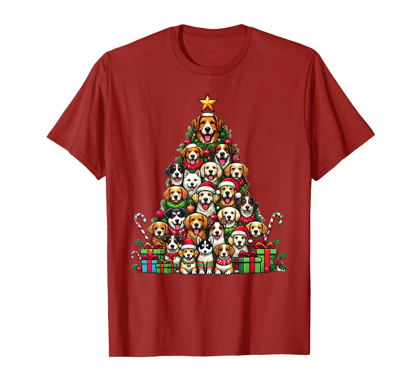 Dog Christmas Tree Funny Dog Xmas T-Shirt for Men Women Girls Kids
