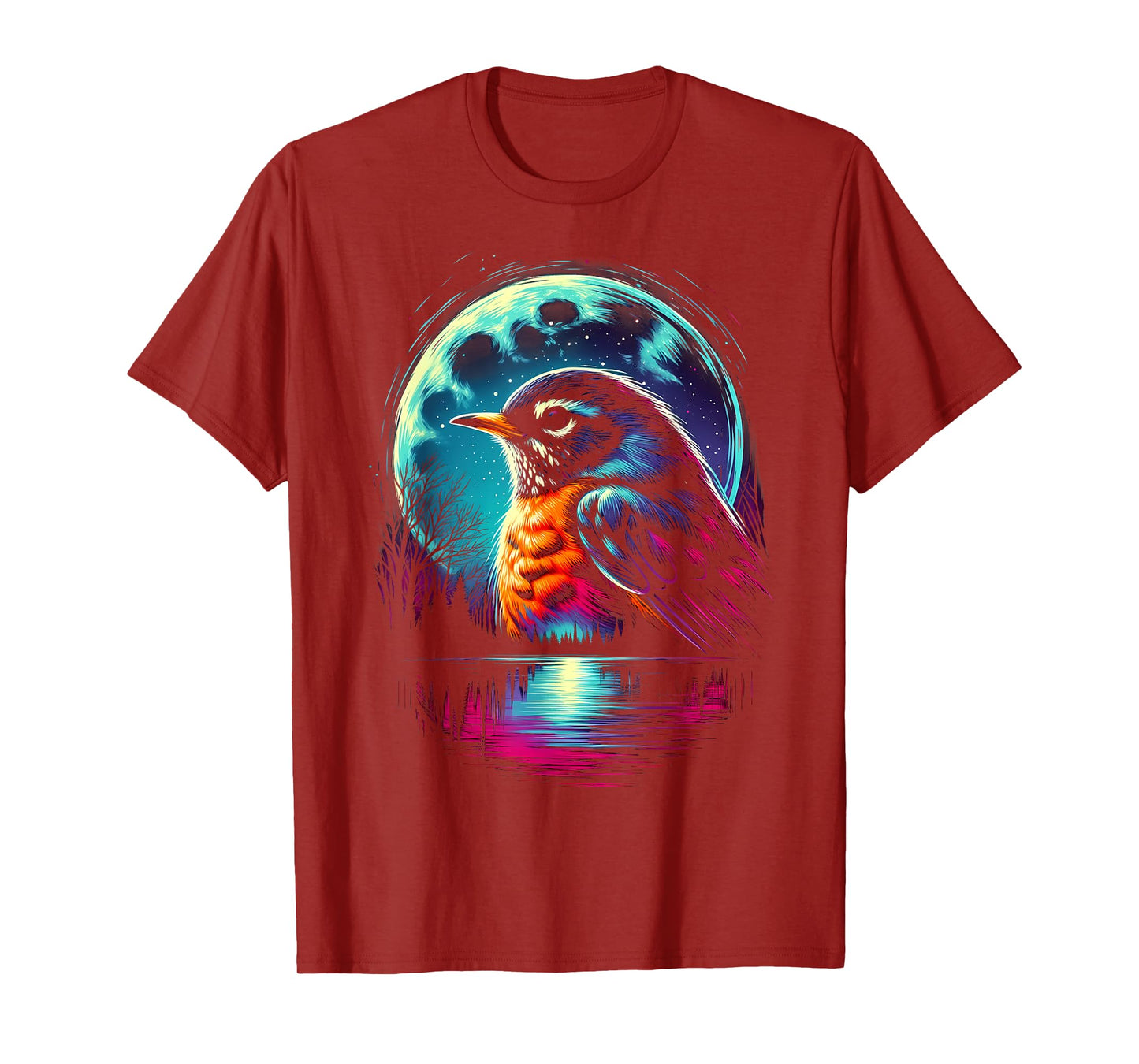 Colorful American Robin Bird Spirit Animal Cool Illustration T-Shirt