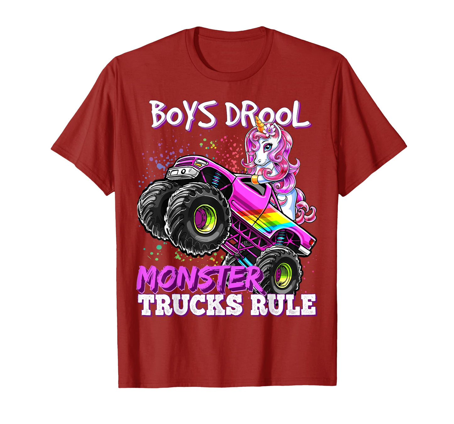 Boys Drool Monster Trucks Rule Unicorn Monster Truck Girl T-Shirt