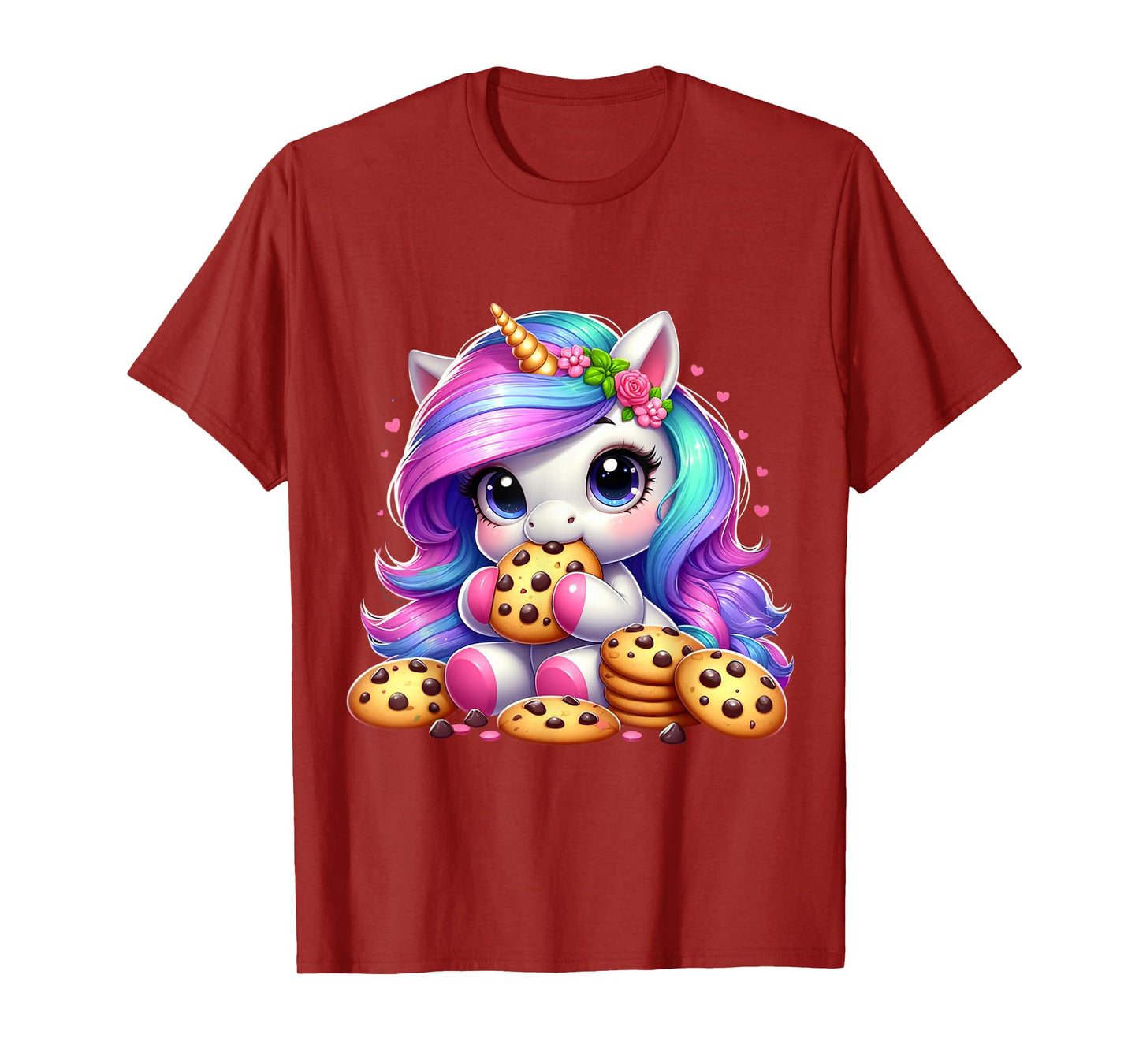 Unicorn Eating Chocolate Chip Cookies Men Women Kids T-Shirt