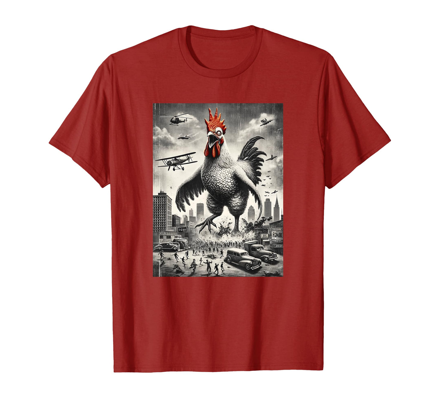 Funny Chickenzilla Monster Movie Parody Men Women Kids T-Shirt