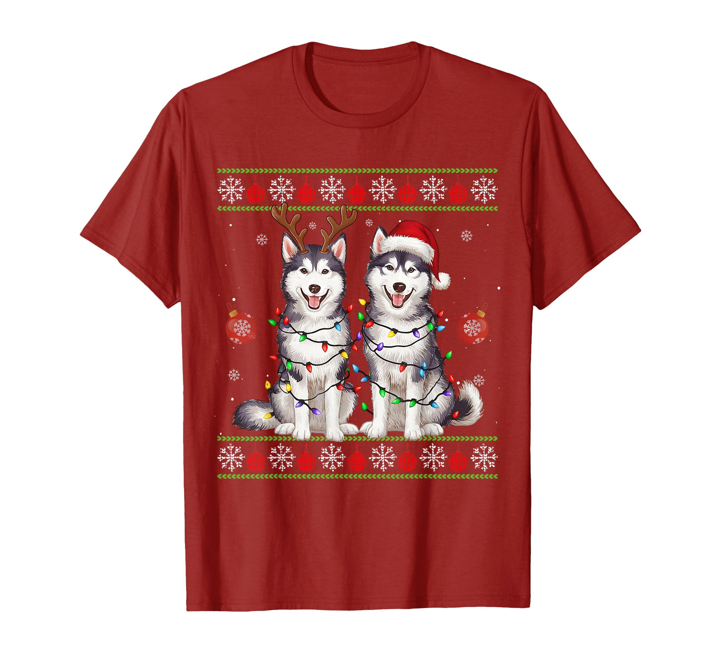 Siberian Husky Christmas Santa Reindeer Christmas Sweater T-Shirt