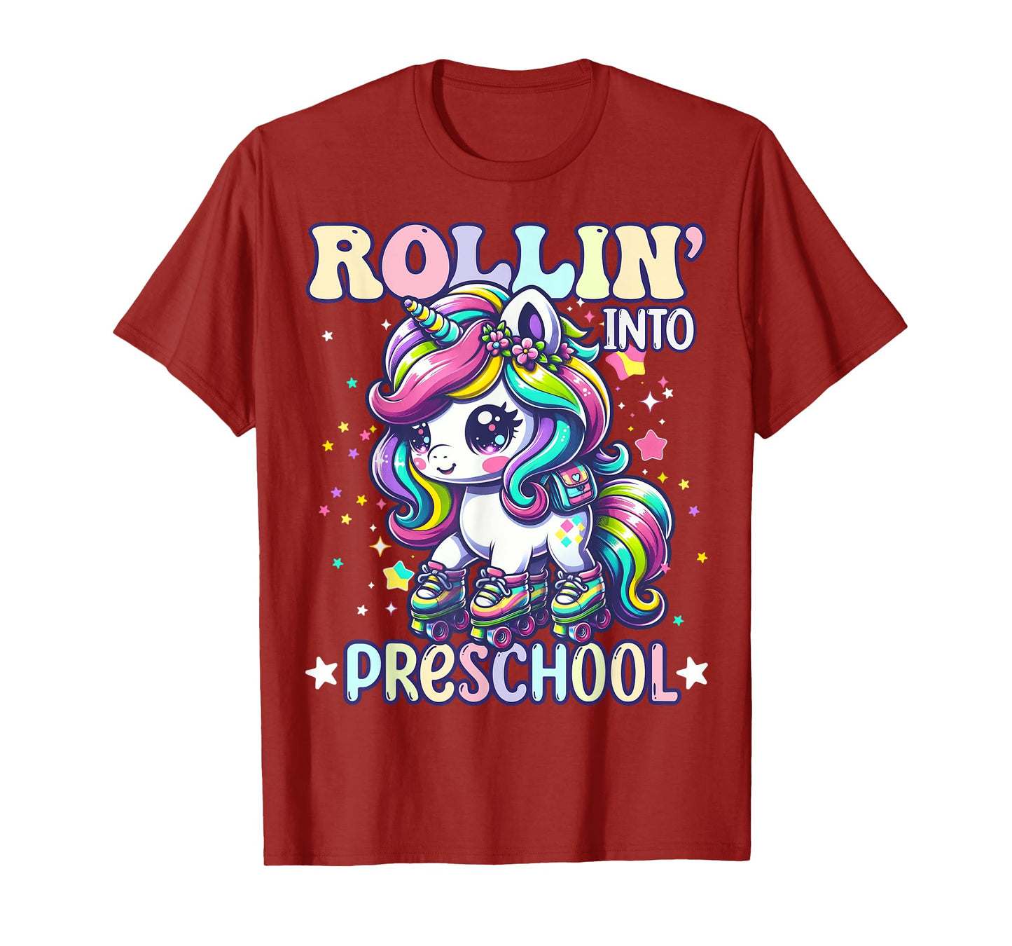 Preschool Back To School First Day Girls PreK Rollin Unicorn T-Shirt
