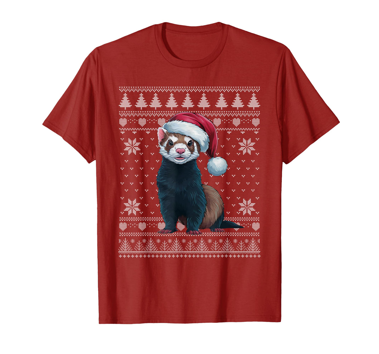 Funny Ferret Ugly Christmas Sweater Santa Xmas PJs T-Shirt