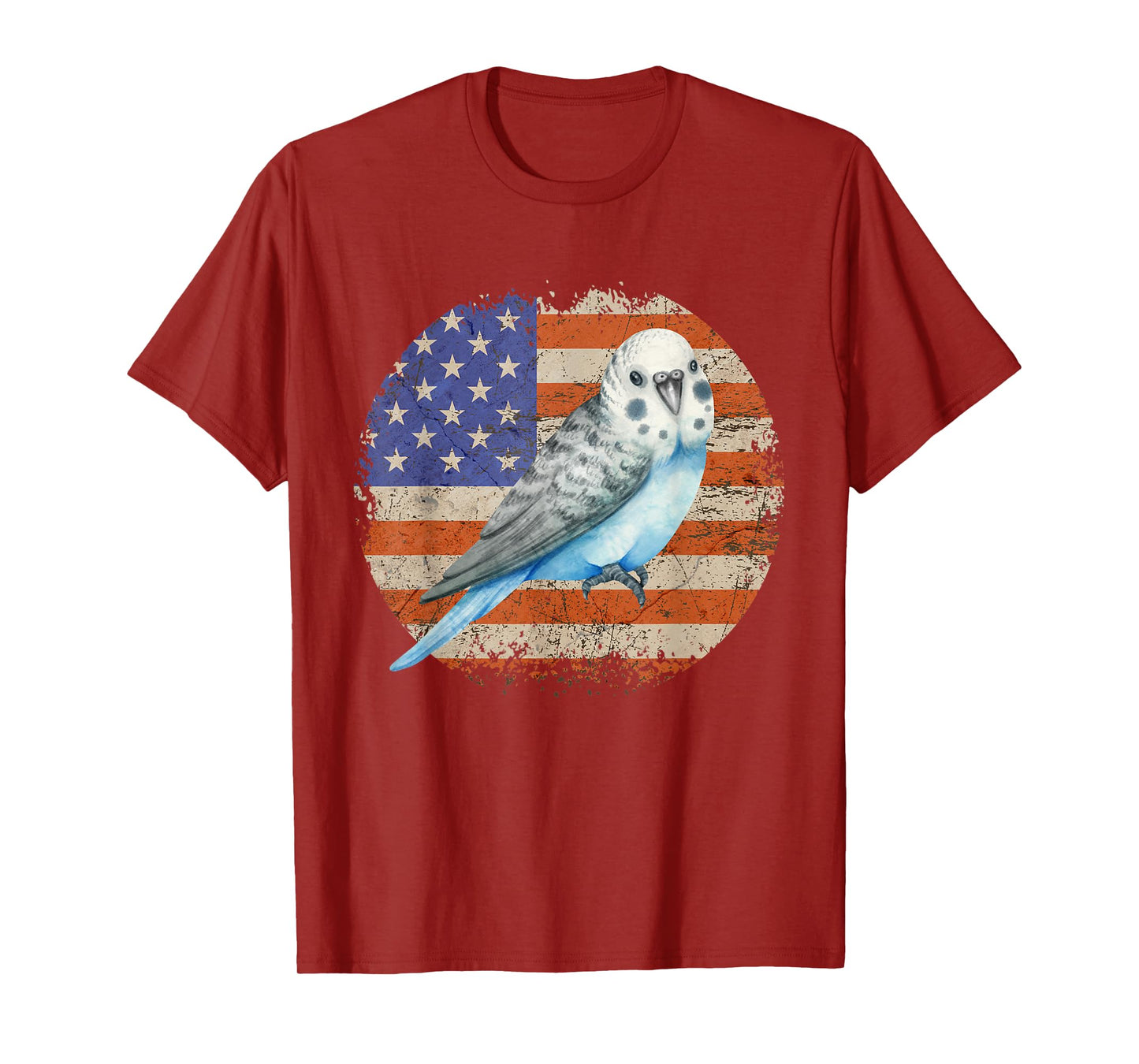Parakeet Budgie Retro Grunge Patriotic American US Flag T-Shirt