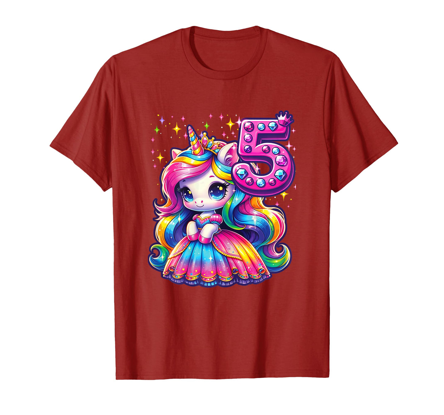 Unicorn Princess 5th Birthday 5 Year Old Party Girl Outfit T-Shirt