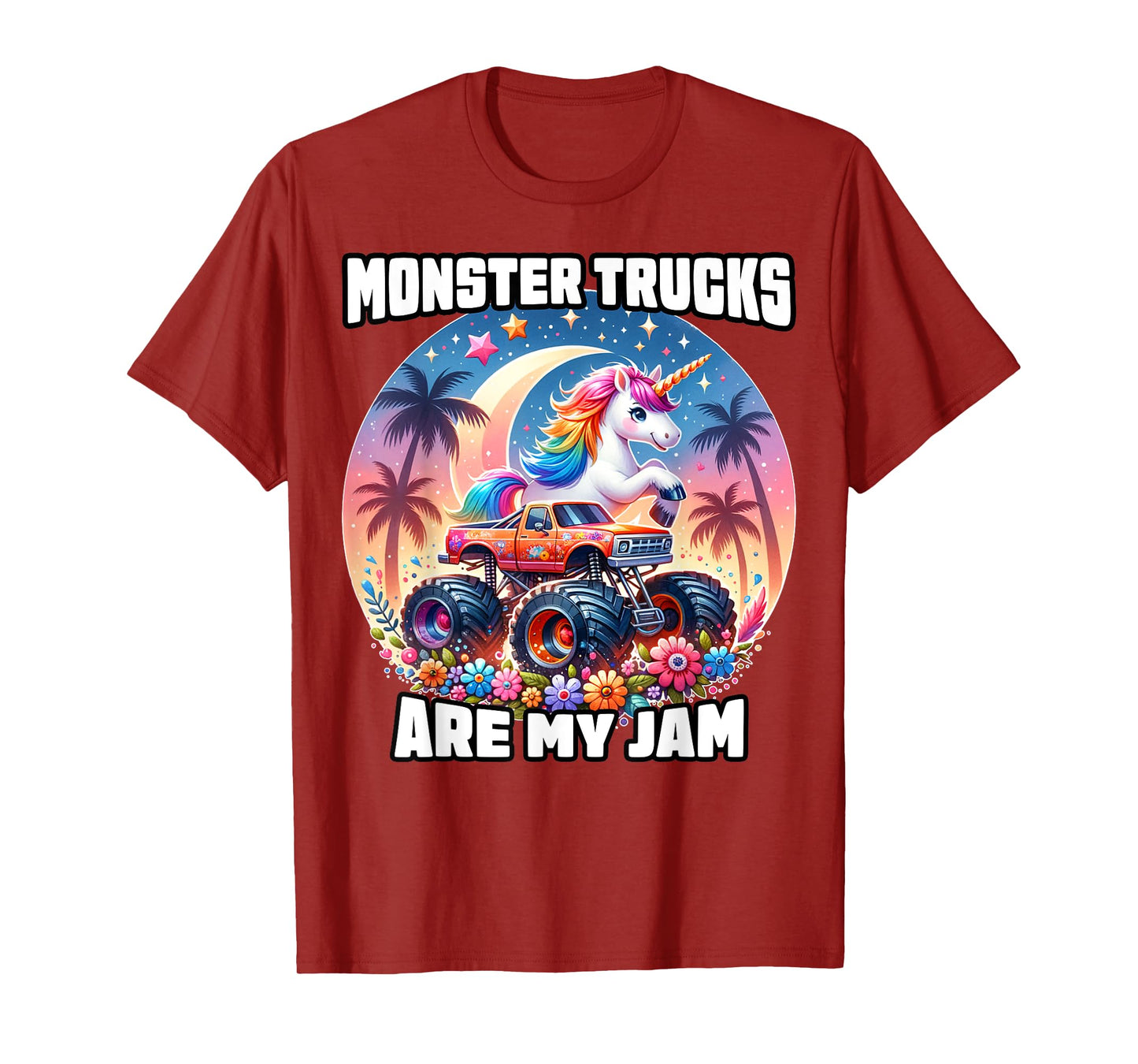 Monster Trucks Are My Jam Unicorn Girls Kids Youth Toddlers T-Shirt
