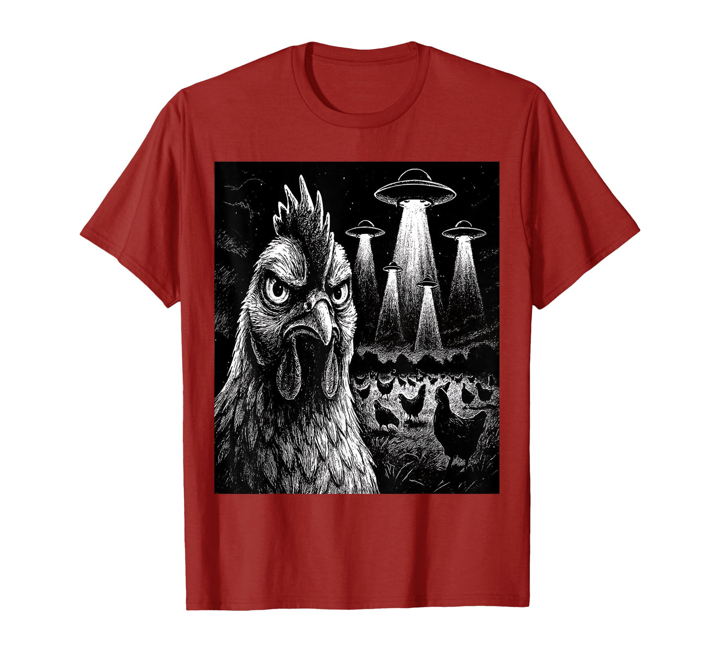 Funny Chicken Rooster Selfie Chicken with Weird Aliens T-Shirt