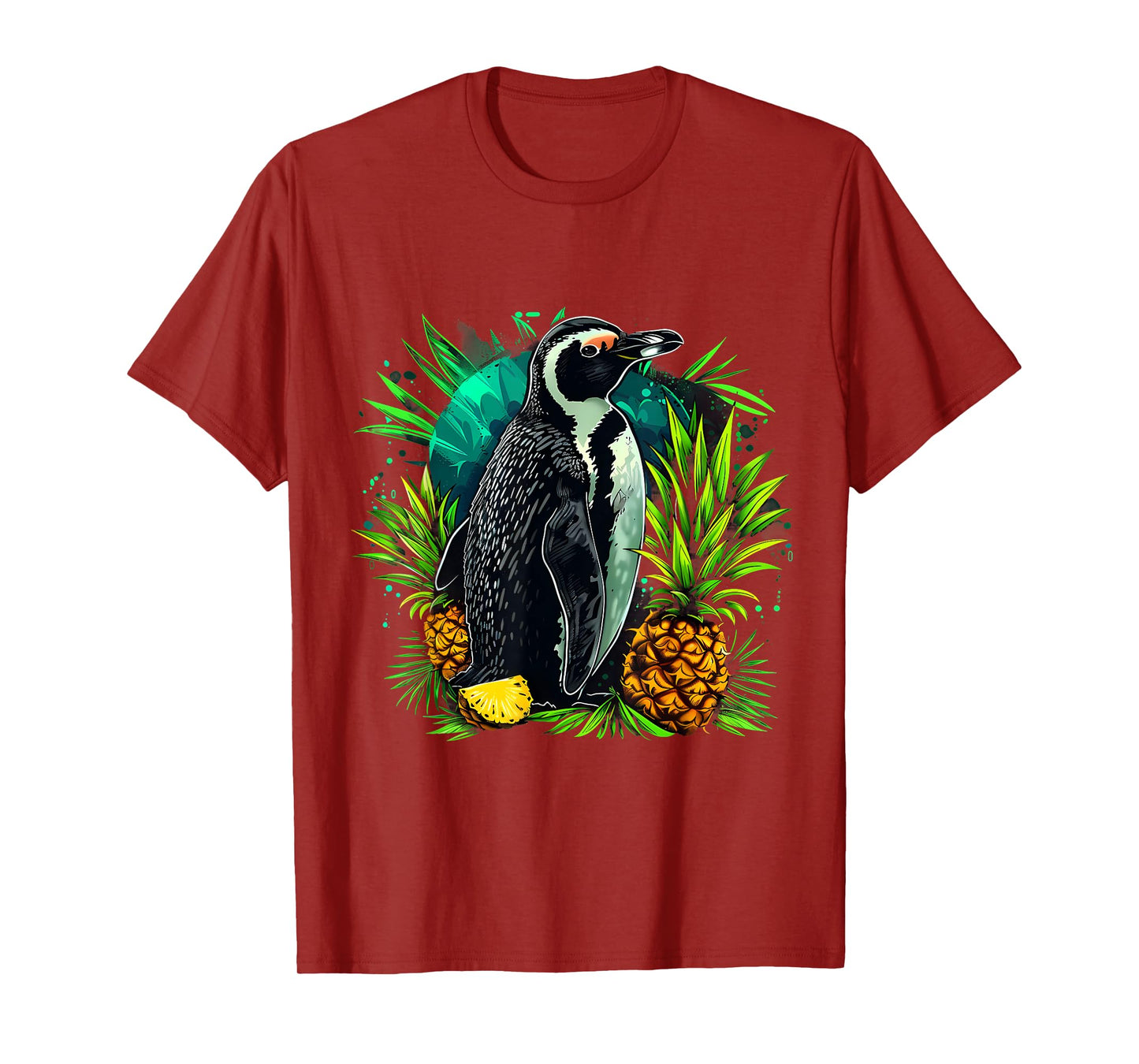 Pineapple Penguin Bird Colourful Artwork Motif Penguin Lover T-Shirt