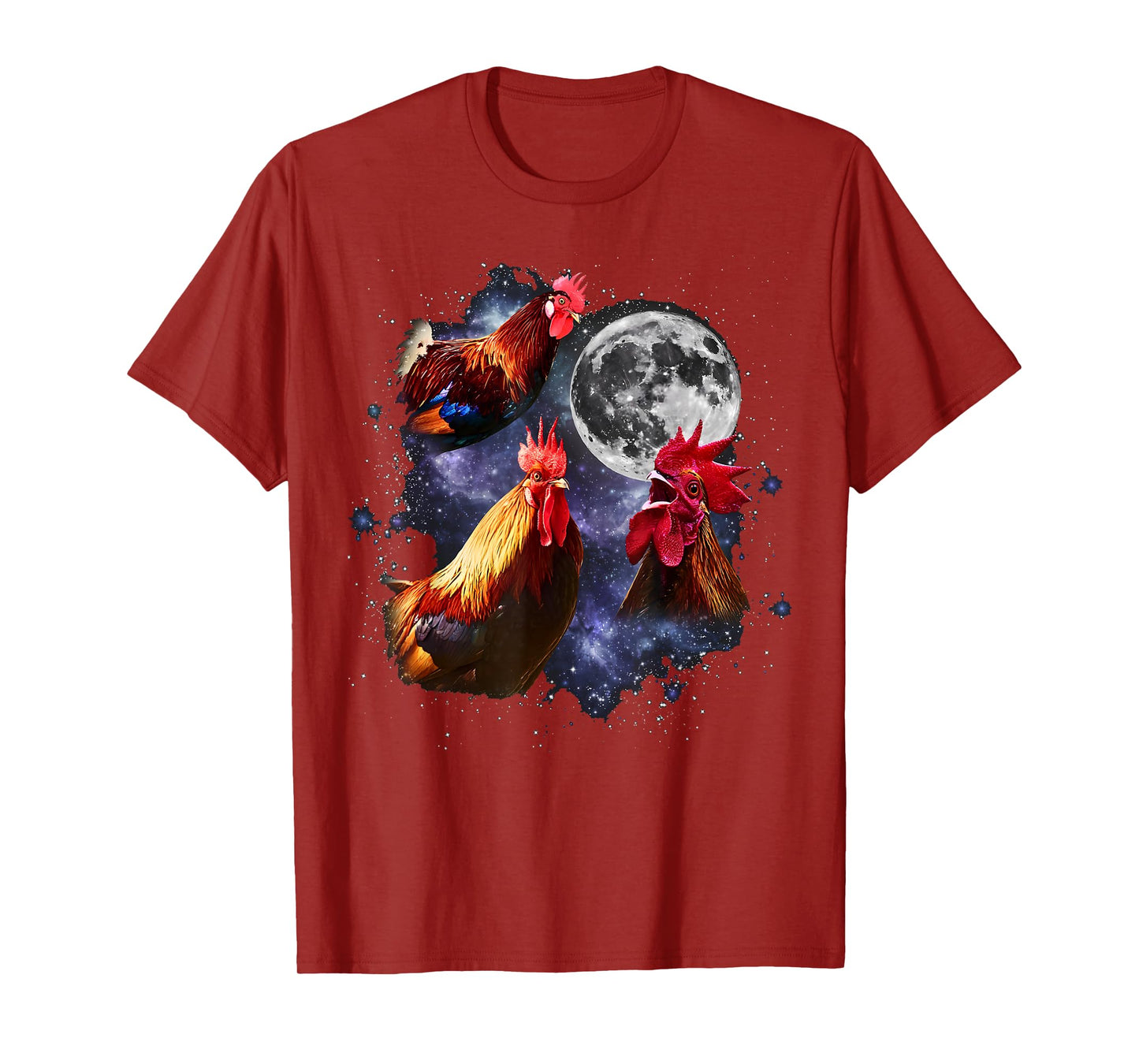 Vintage Three Roosters Howling at the Moon Funny Farm Animal T-Shirt