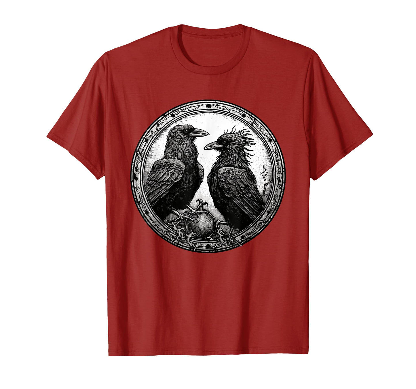 Raven Illustration White Black Ravens Goth Crow T-Shirt