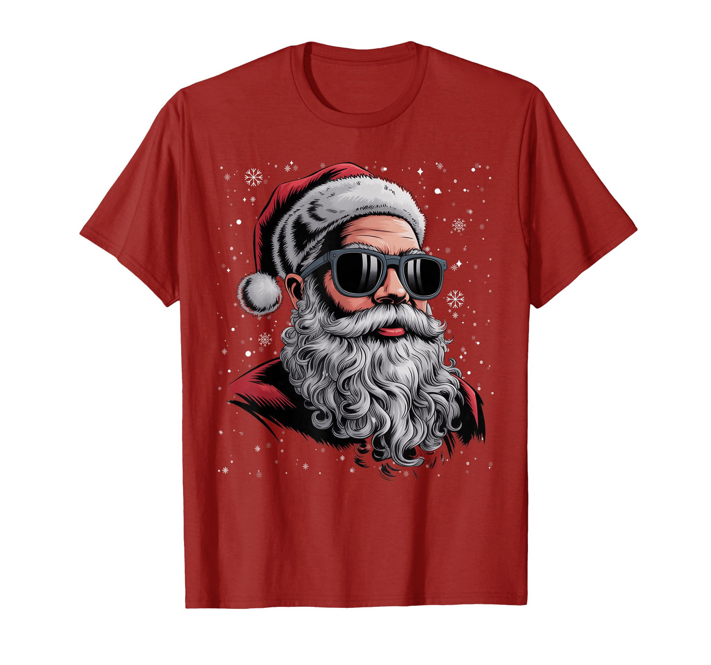 Cool Santa Face Beard & Glasses Christmas Funny Men Boys T-Shirt