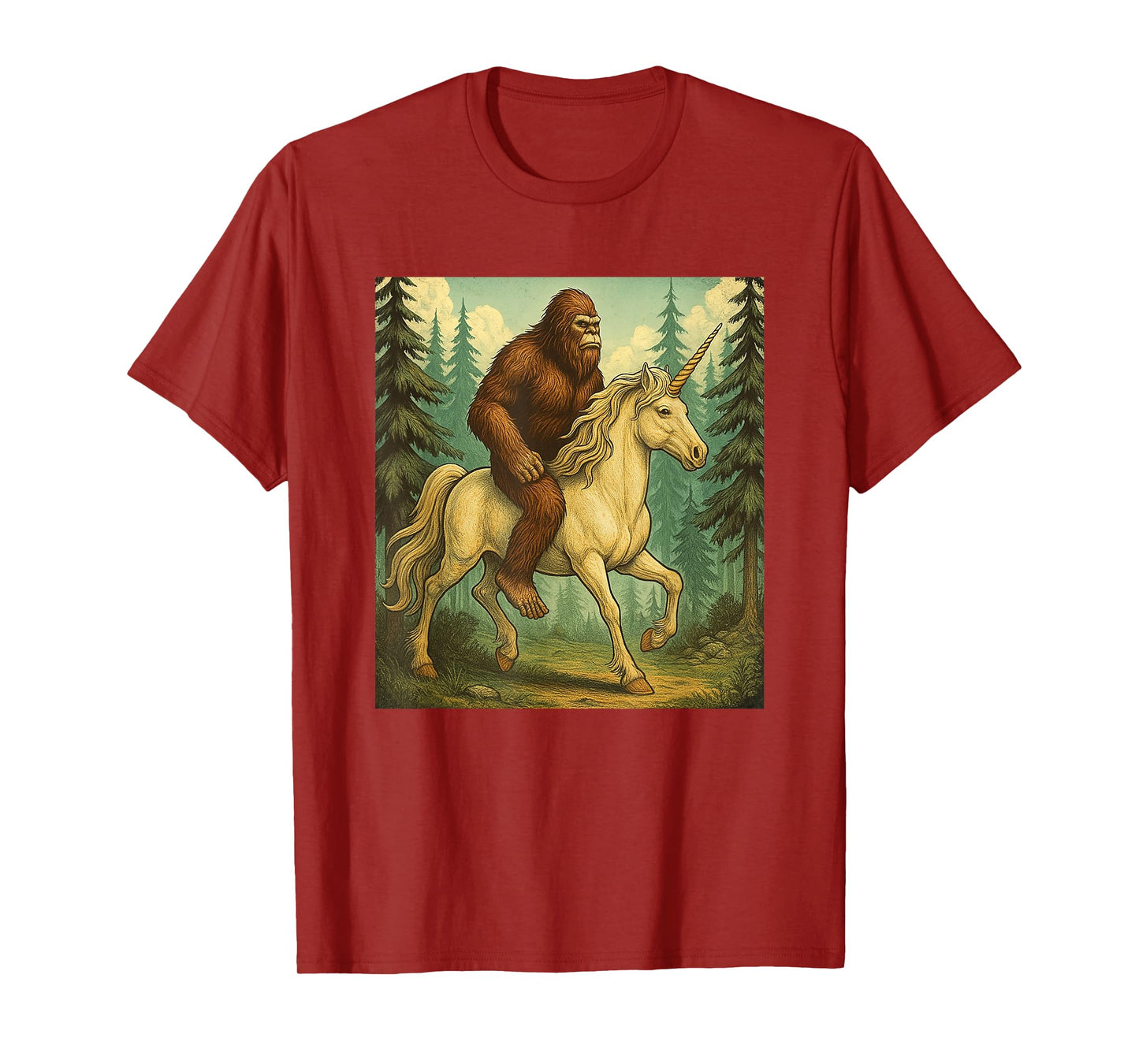Bigfoot Riding a Unicorn Shirt Men Women Kids Sasquatch T-Shirt