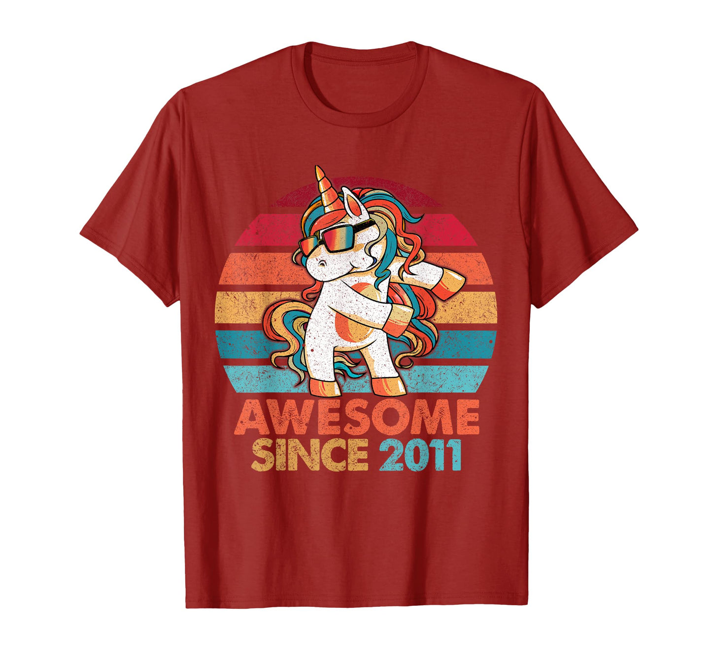 11th Birthday T-Shirt Awesome Since 2011 Unicorn Flossing T-Shirt