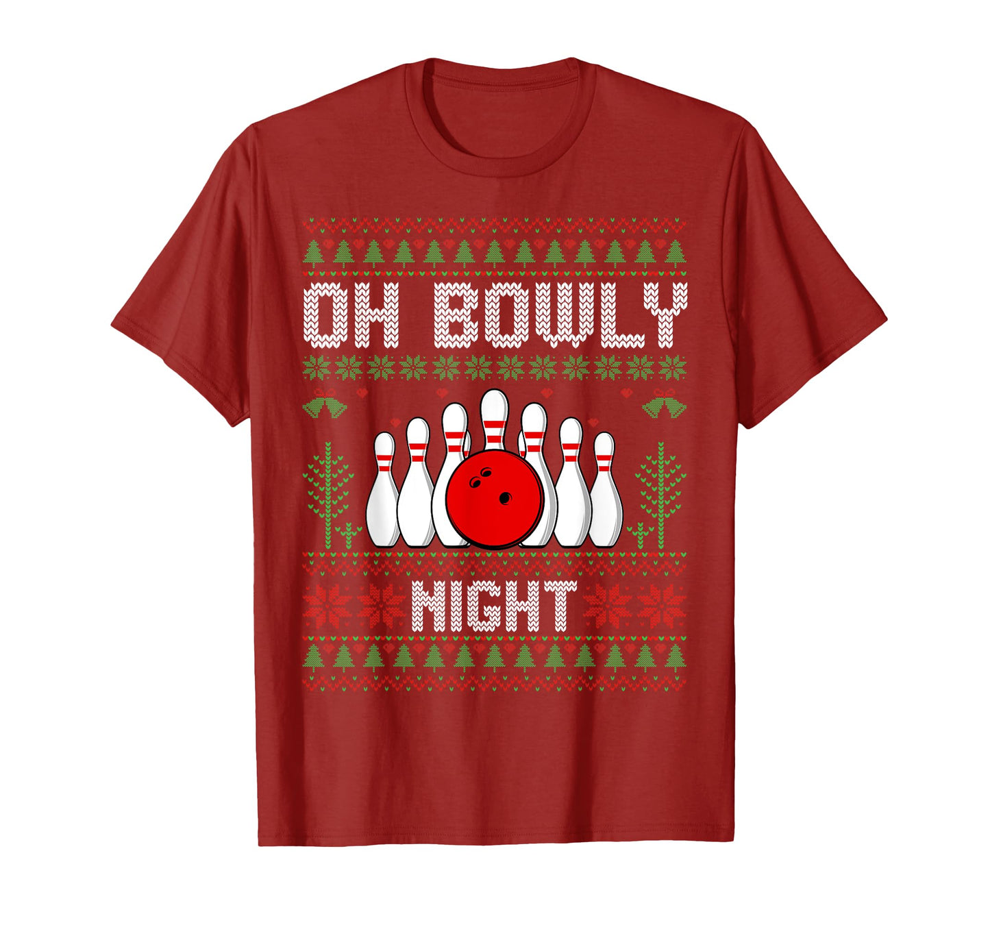 Oh Bowly Night Bowler Xmas Bowling Player Ugly Christmas T-Shirt