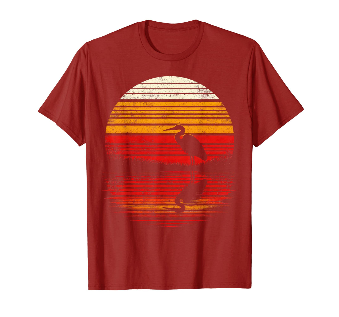 Heron Bird Sunset Retro Style Safari Vintage 70s T-Shirt