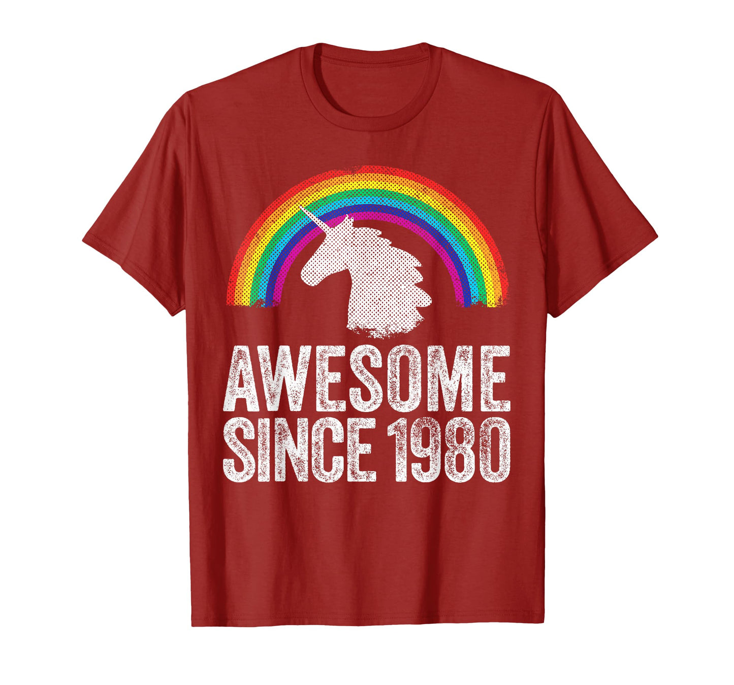 1980 43rd Birthday Gift Unicorn Rainbow 43 Years Old Women T-Shirt