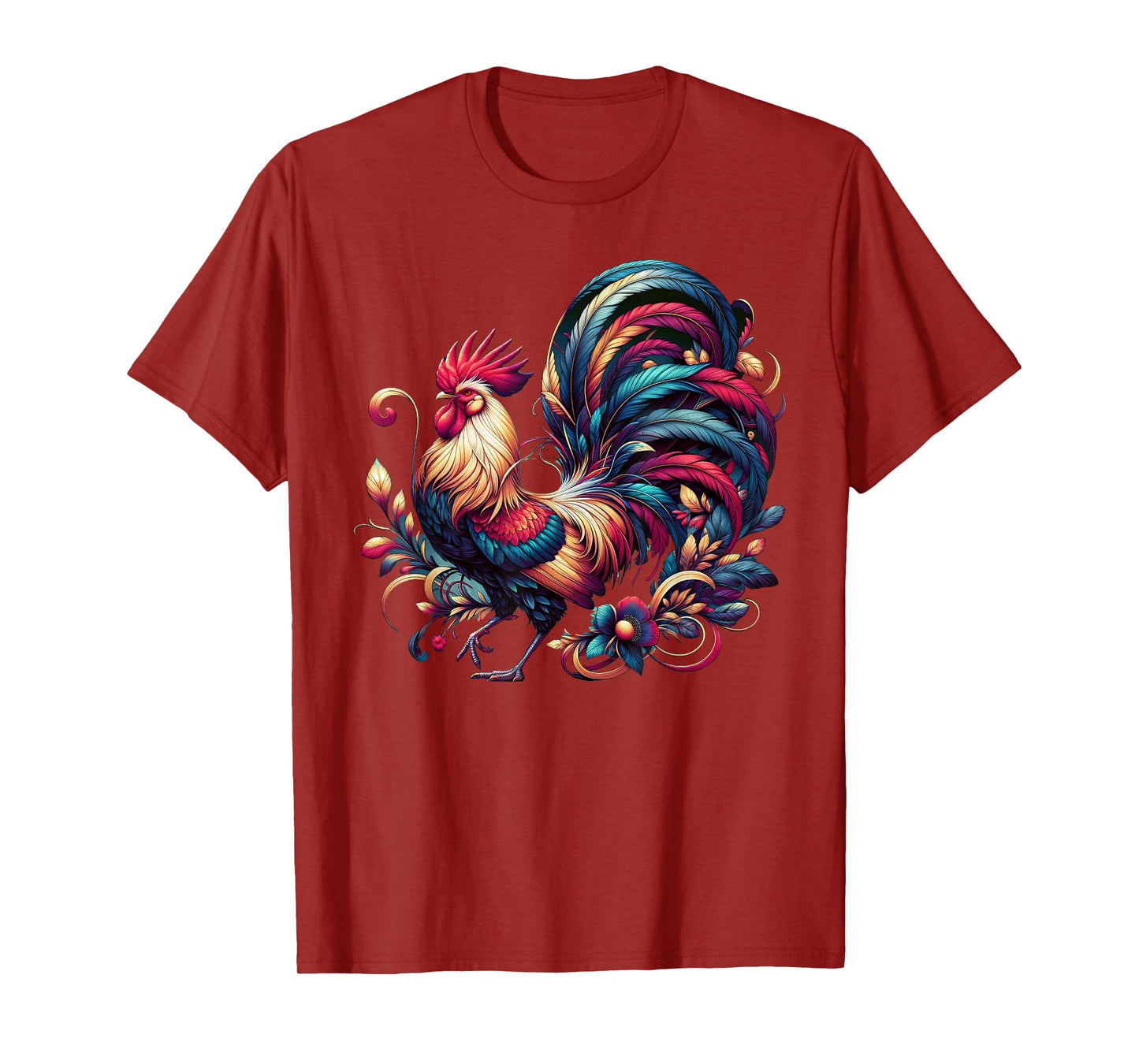 Colorful Rooster Chicken Art T-Shirt