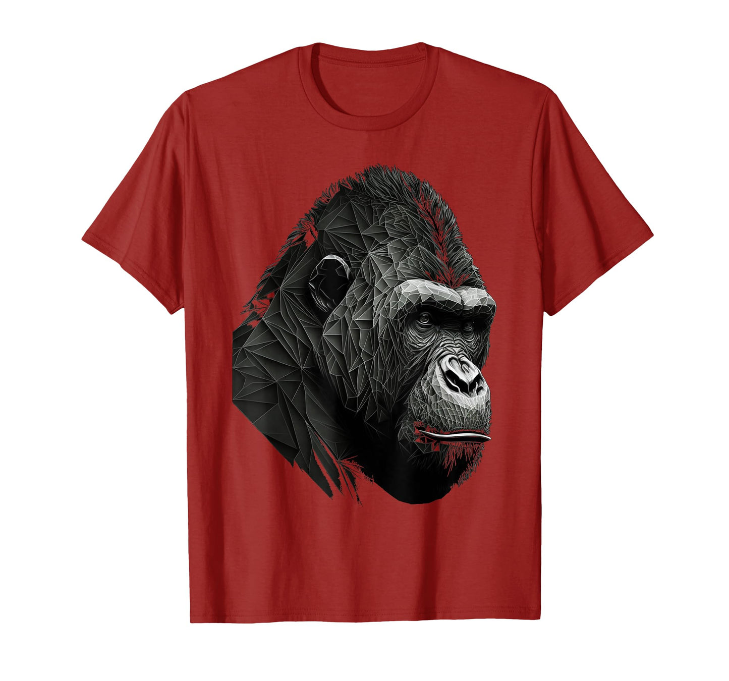 Gorilla Monkey Polygon Geometric Animals Print Art T-Shirt