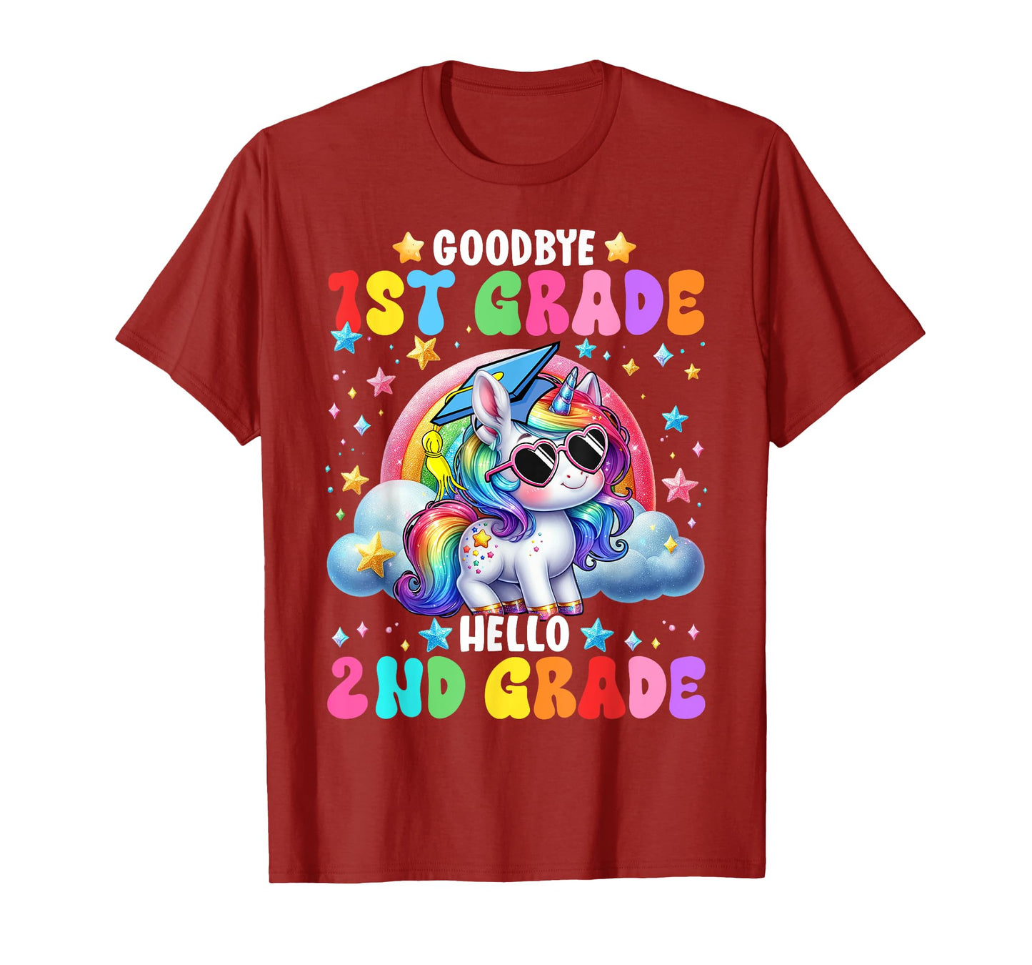 Cute Unicorn Goodbye 1st Grade Hello 2nd Grade Girls Kids T-Shirt
