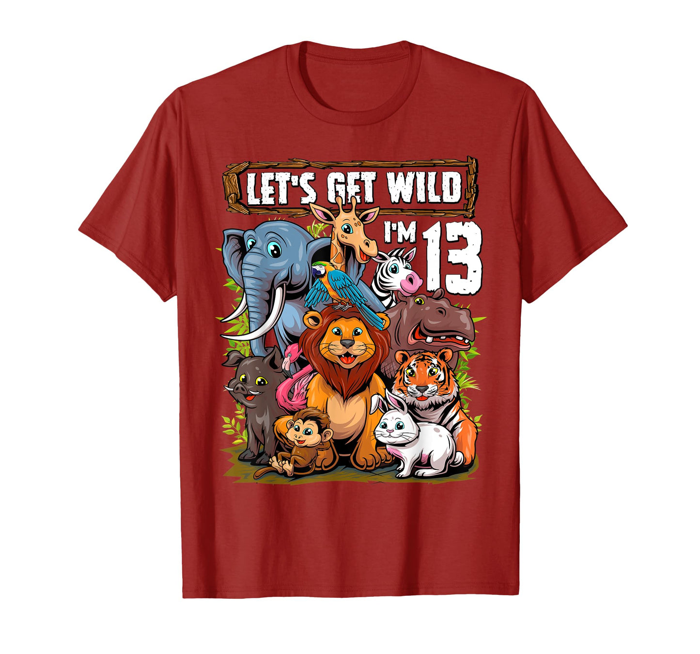 13 Year Old Zoo Birthday Safari Jungle Animals 13th Birthday T-Shirt