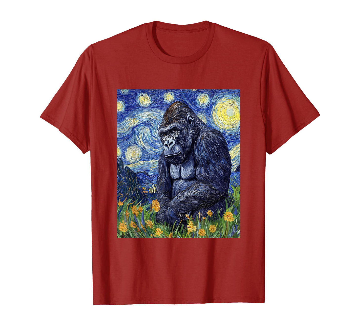 Gorilla Monkey - Van Gogh Style - Starry Night Graphic T-Shirt
