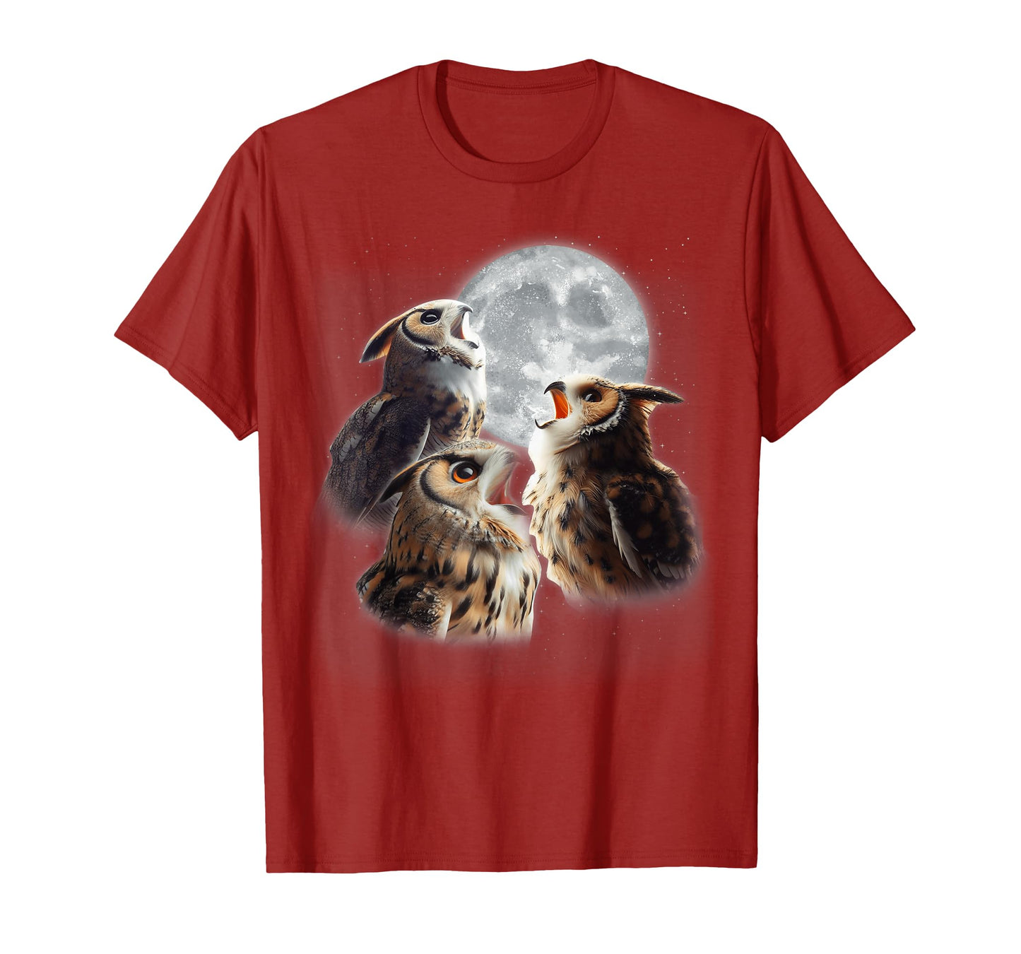 3 Owls Howling At The Moon Funny Night Owl Lover Birdwatcher T-Shirt