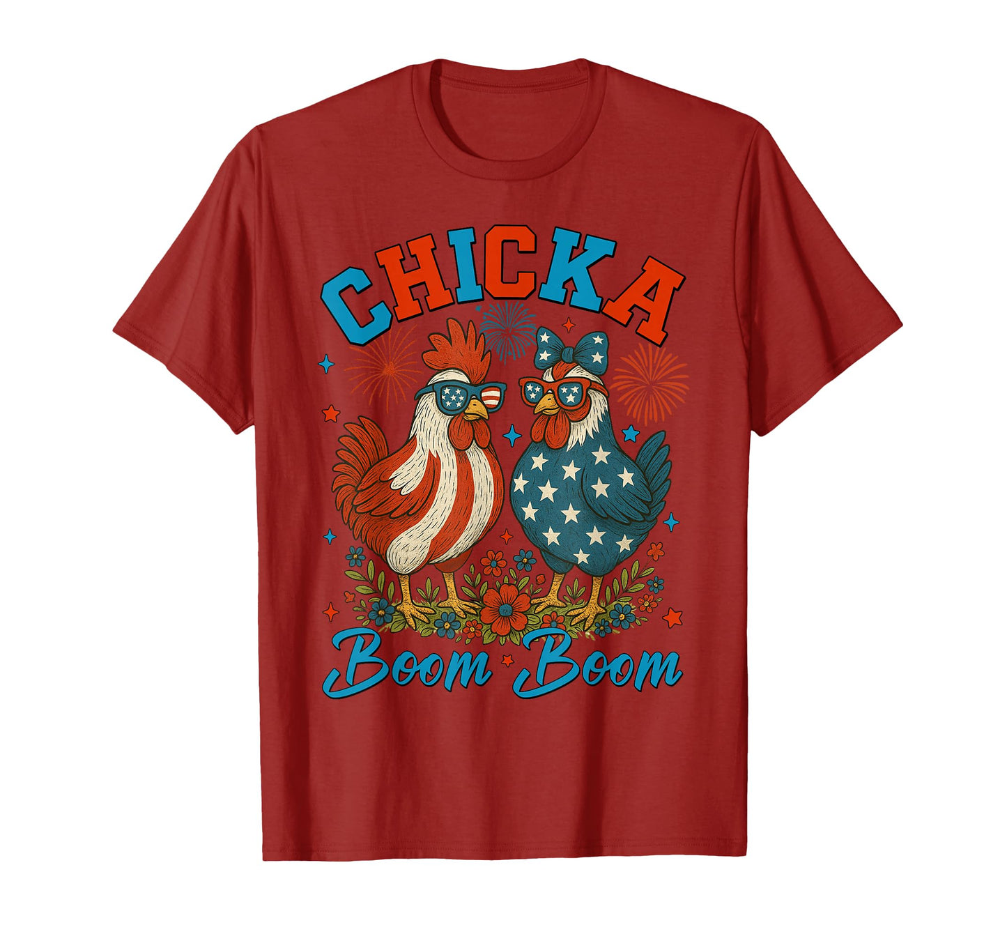 Chicka Boom Boom Funny Patriotic Chicken 4th of July USA Men T-Shirt