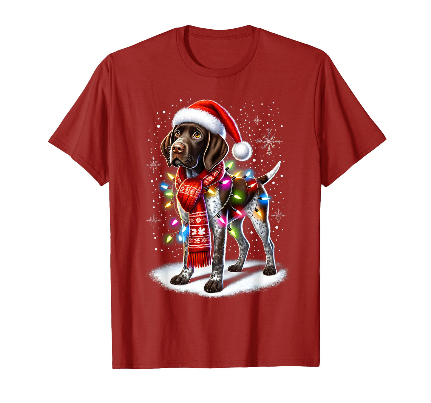 German Shorthaired Pointer Christmas Tree Lights Xmas T-Shirt