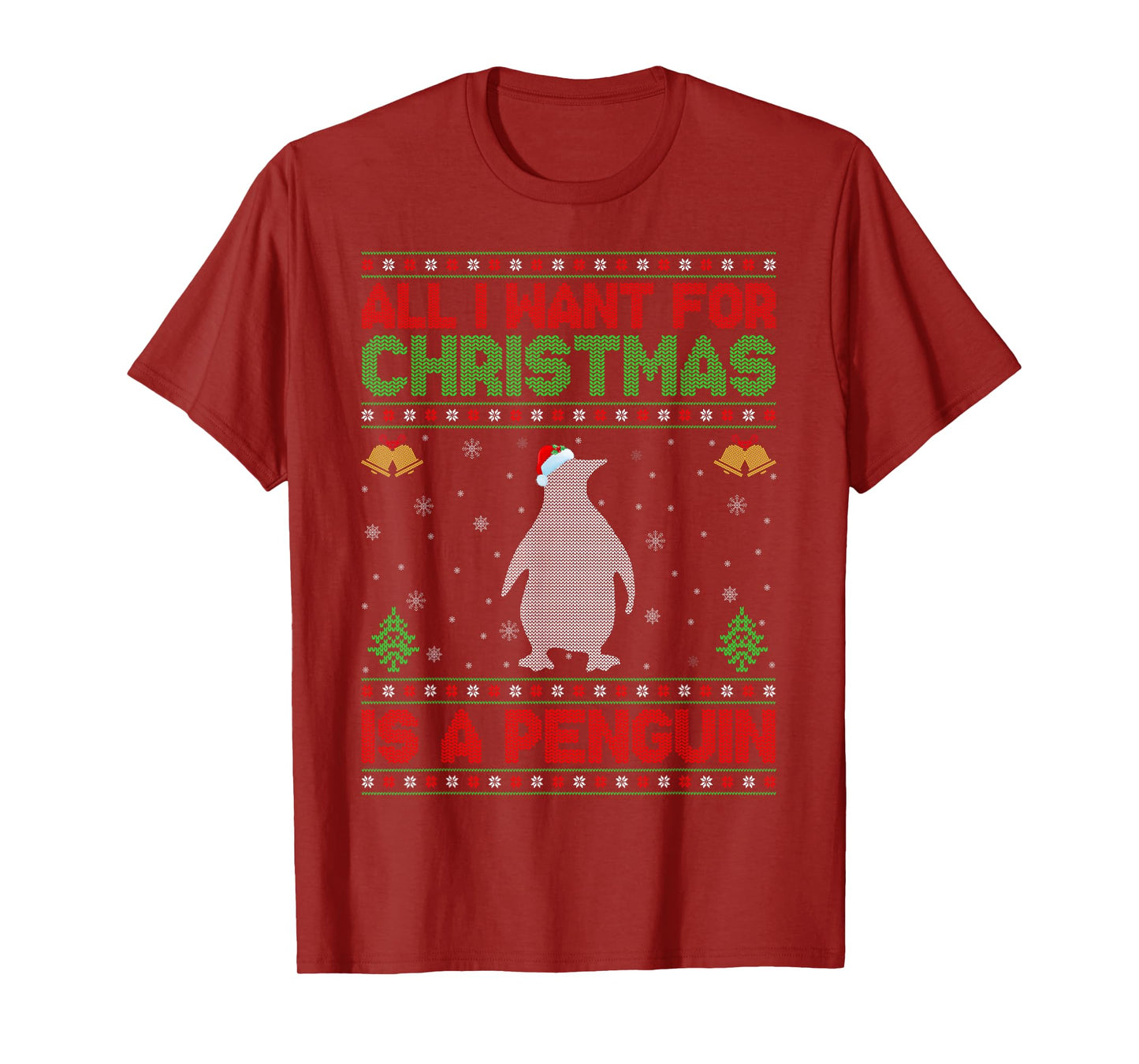 Funny Ugly All I Want For Christmas Is A Penguin T-Shirt
