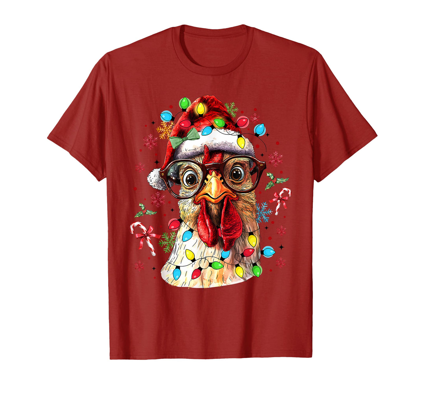 Christmas Lights Chicken Santa Funny Xmas Tree Chicken T-Shirt