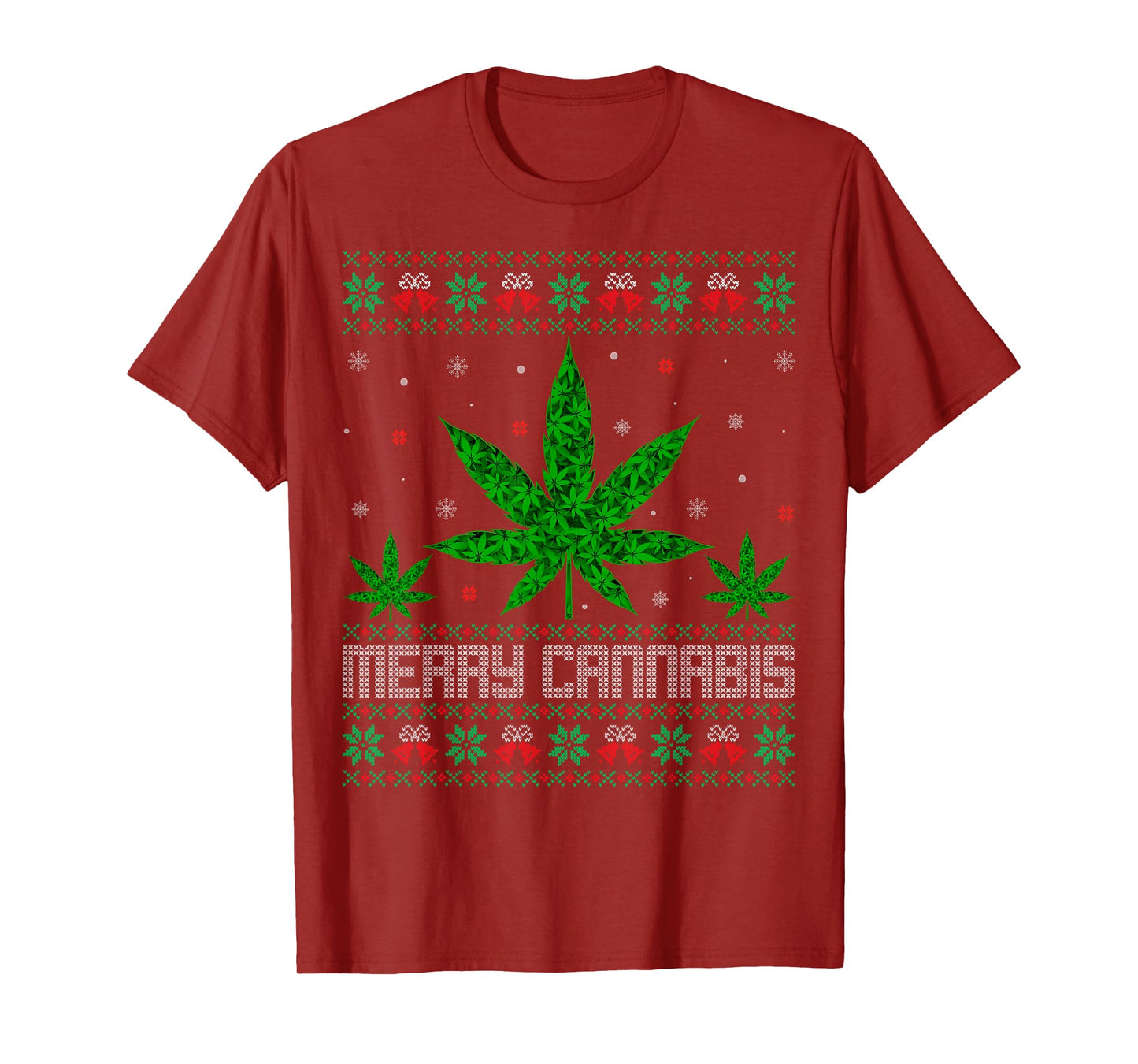 Marijuana Leaf Ugly Sweater Cannabis Weed Stoner Christmas T-Shirt
