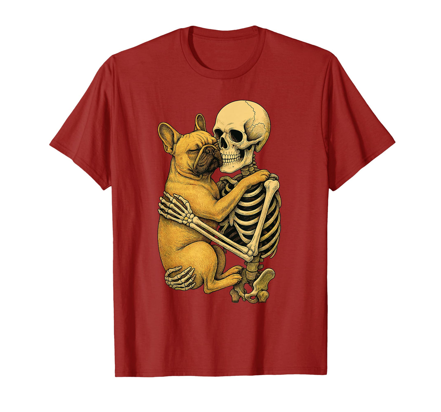 Skeleton Hugging French Bulldog T-Shirt