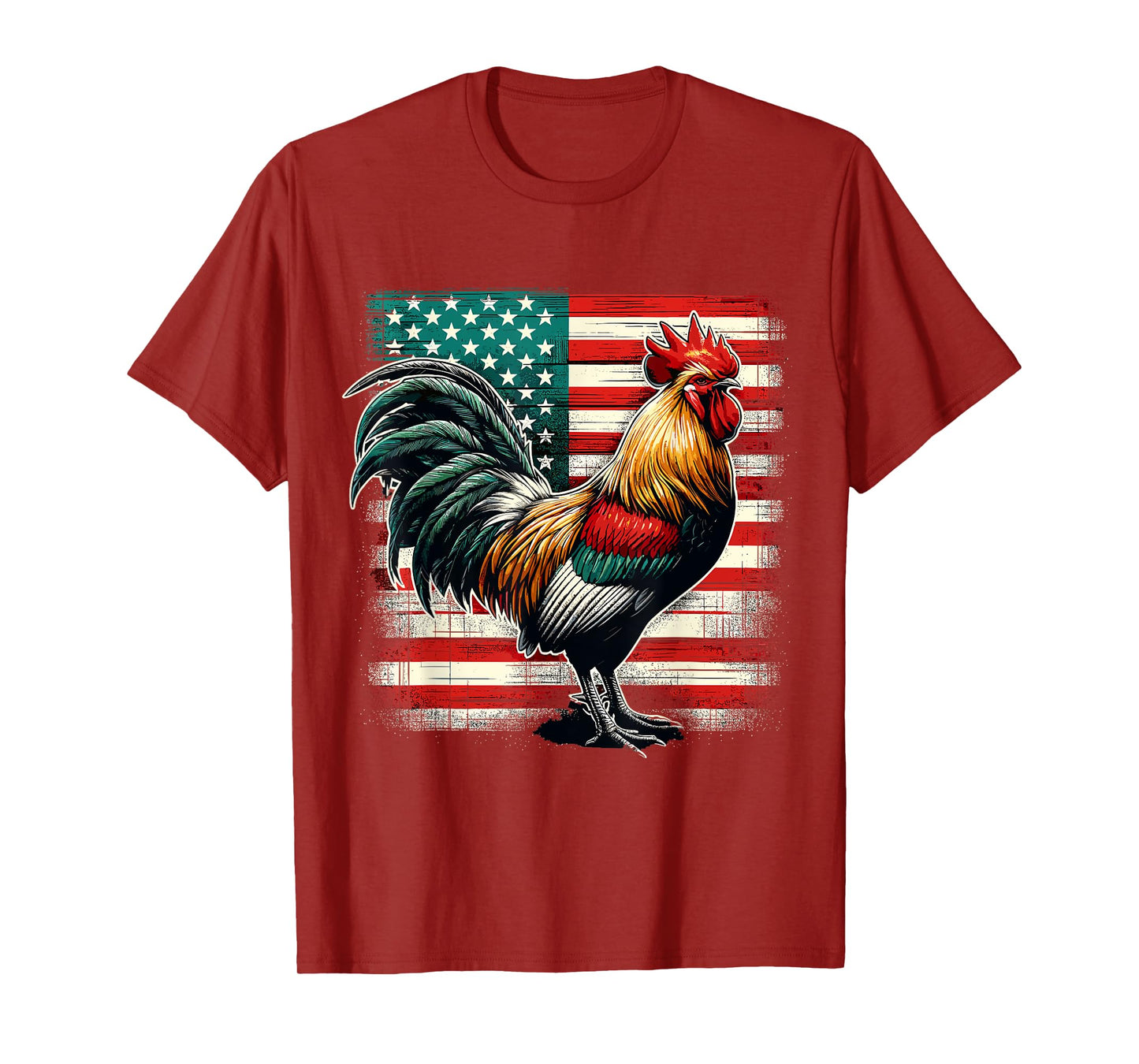 Patriotic Rooster USA Flag Chicken Farmer T-Shirt