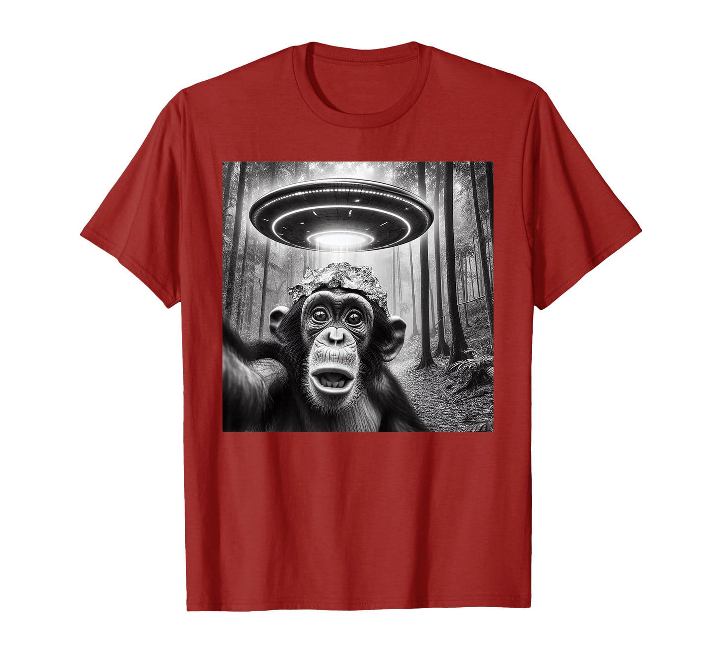 Funny Alien Abduction Meme UFO Monkey Encounter Ape Selfie T-Shirt