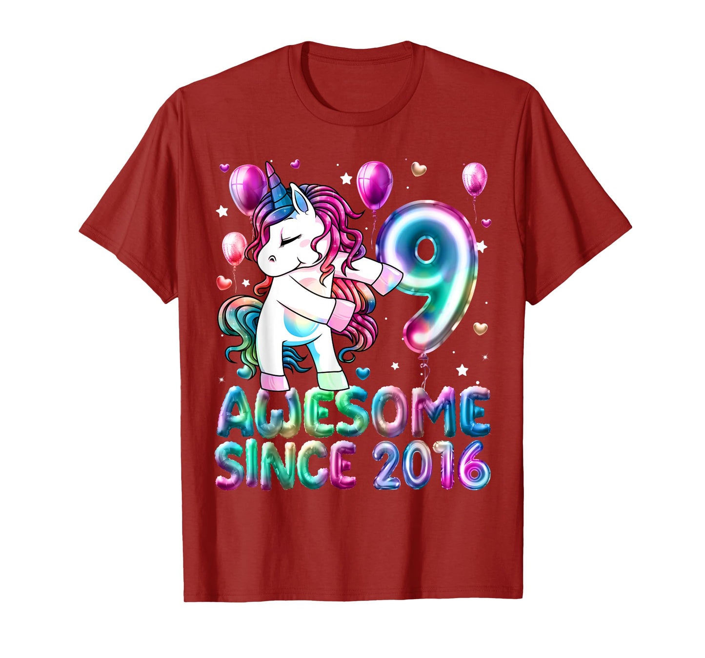 Flossing Unicorn 9 Year Old 9th Birthday Girl Unicorn Party T-Shirt