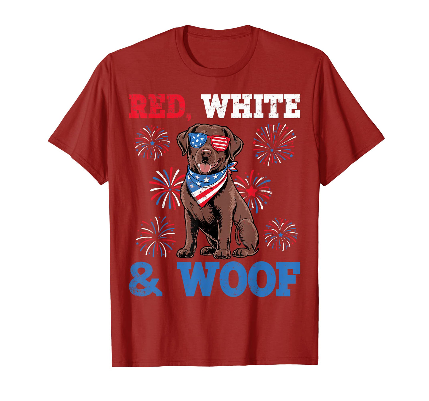 Red White And Woof Labrador Retriever Dog 4th of July T-Shirt