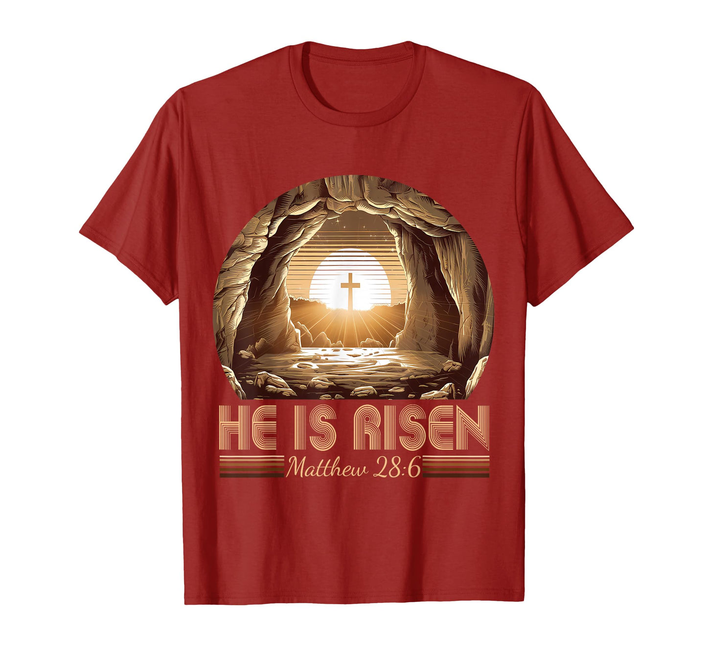 Easter Christian He Is Risen Jesus Empty Tomb Men Women Kids T-Shirt